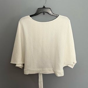 Zara White Short Sleeve Tie Top